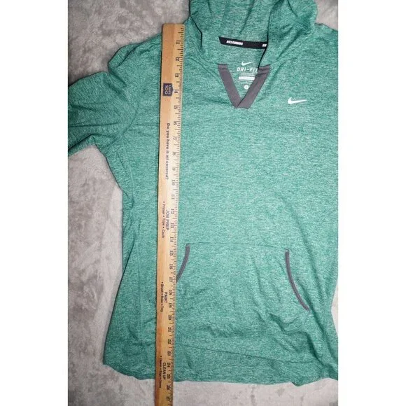 Nike Large Running Hoodie Teal Thumb Loop Finger Covers Pullover L - Picture 9 of 13